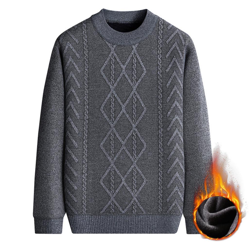 Men's Casual Round-neck, Fleece And Thickened Warm Knitted Sweater, Men's Pullover Sweater