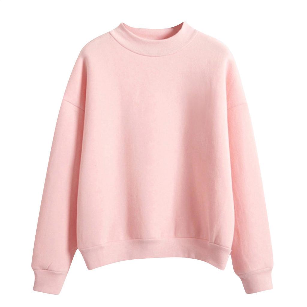 Cross-Border Solid Color Half-High Neck Sweatshirt – Custom Image Option Available