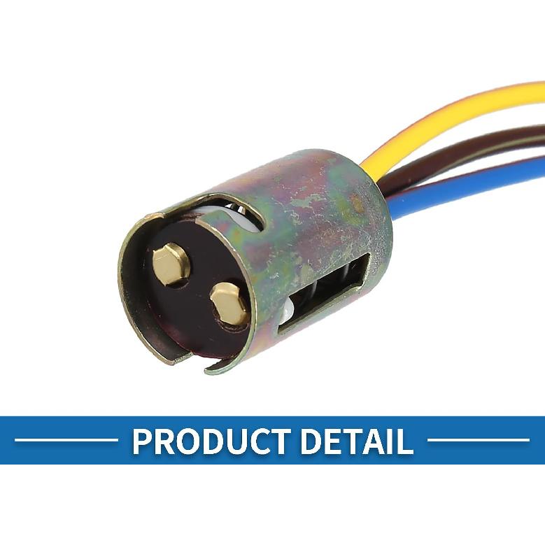 Car Extension Socket Holder Wire Harness Connector Adapter Durable 3 Wire 1157 LED Brake Stop Light Bulb Plastic Metal Bronze Tone (Set of 2)