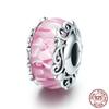 New S925 Sterling Silver Plated Pink Red Green Blue Murano Glass Bead Charm Fit Original  Bracelet DIY Jewelry For Girl