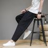 Весенние мужские однотонные свободные брюки из хлопка и льна в китайском стиле с девятью точками, модные повседневные спортивные брюки