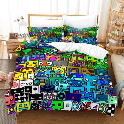 Комплект постельного белья Hip Hop Angry Geometry Dash Single Twin Full Queen King Size, комплект постельного белья Game Bedroom Duvetcover Sets Anime Bed