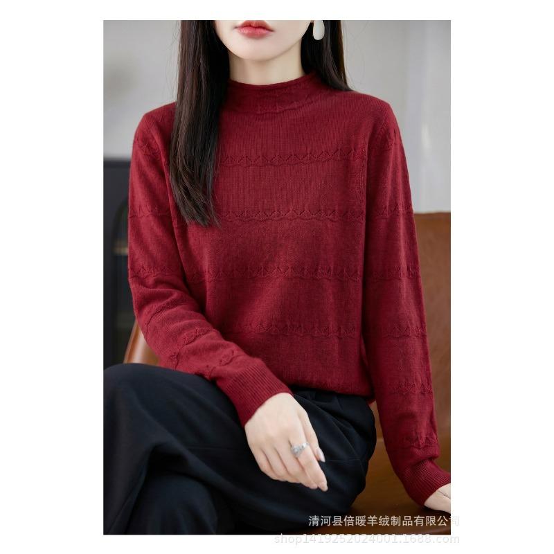 Women Half Turtleneck Loose Fit Knit Sweater For Autumn Winter