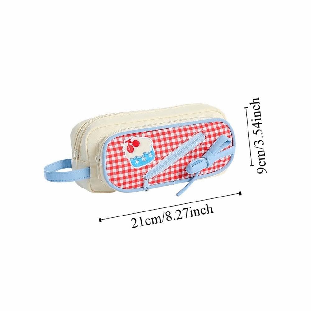 Handheld Korean Fruit Pencil Case Fruit Cherry Cake Print Pencil Pouch Office