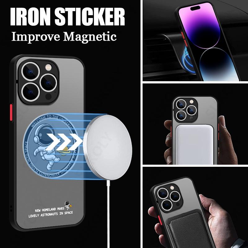 Для iPhone 15 Pro Max 14 15 Pro 13 14 15 Pro Max Мультяшный Астронавт Акриловый Чехол для Телефона с Поддержкой Magsafe Беспроводной Зарядки Задняя Крышка