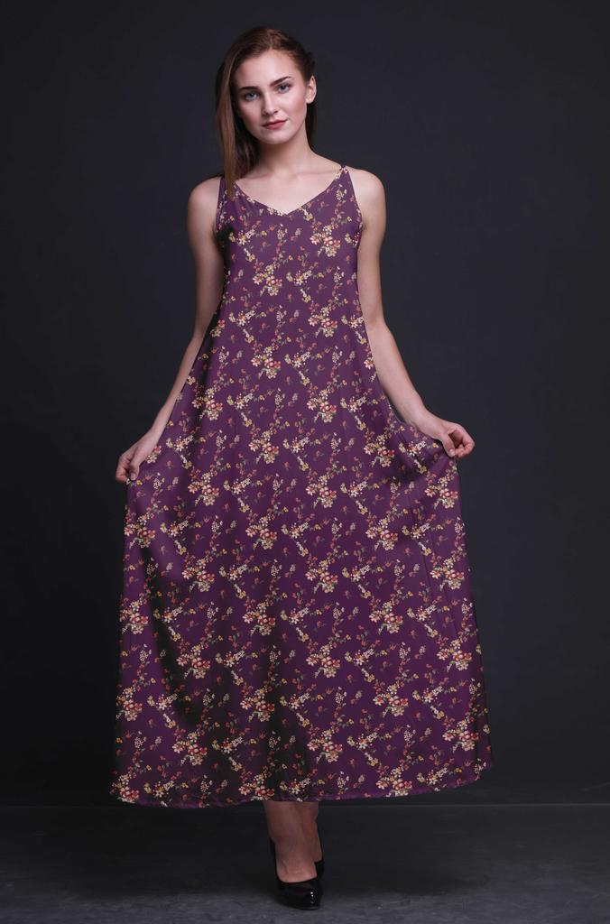 Bimba Rayon Bird Printed Spaghetti Strap Sleeveless Womena    S Cami Maxi Slip Swing