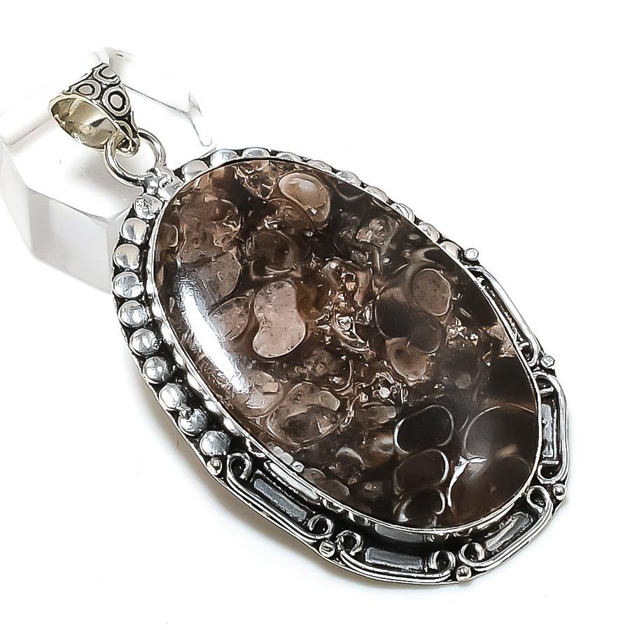 Подвеска из натурального ископаемого драгоценного камня Turritella из серебра 925 пробы 2,56 дюйма n2c80