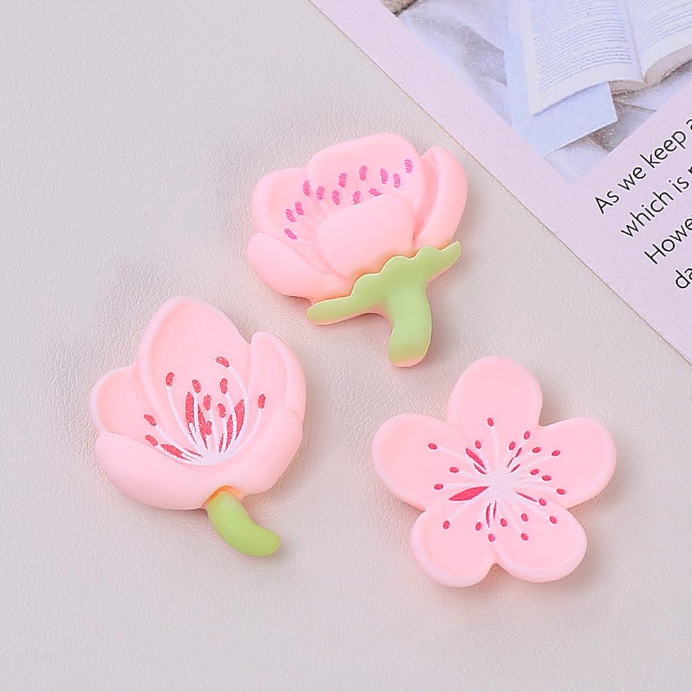 Spring Peach Blossom Handmade DIY Cartoon Bag Accessories Kit with Cream Glue & Resin Parts