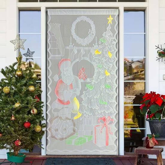 Рождественская штора-панель кружевная штора-блэкаут украшение занавеска для окна двери драпировка для гостиной спальни домашний декор