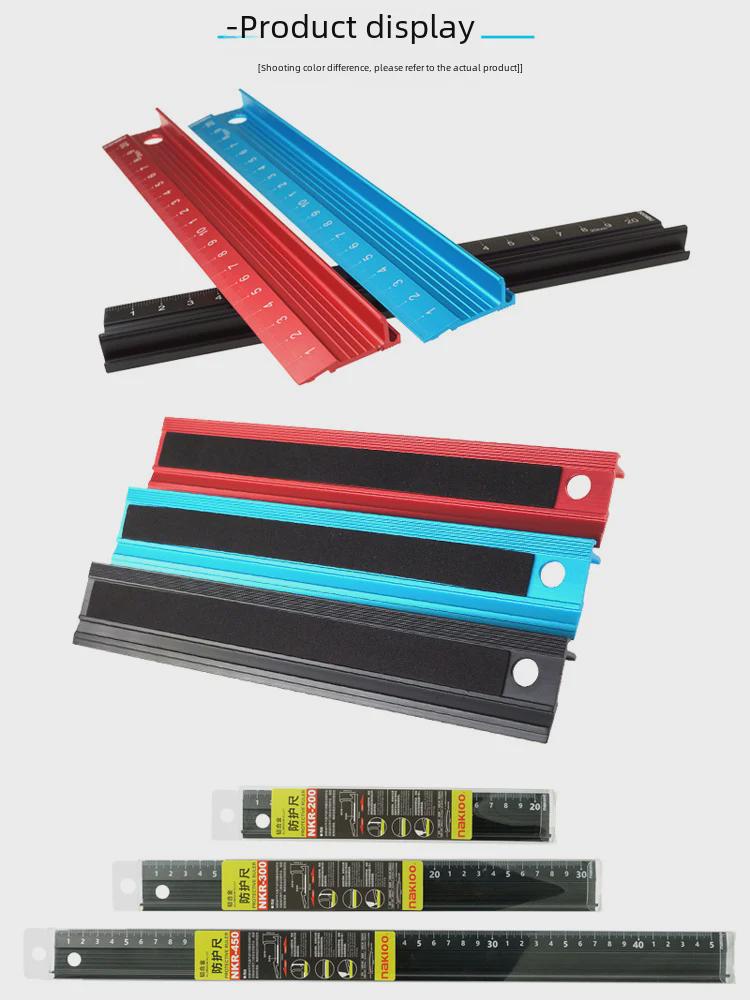 Многофункциональная защитная линейка из алюминиевого сплава - 20 см/30 см/45 см для студентов, рекламы, черчения и резки