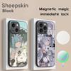 Re zero милая девушка классический аниме-узор Чехол для телефона Для iPhone 17 16 15 14 13 12 Plus Pro Max Высококачественный Роскошный Magsafe Овчина