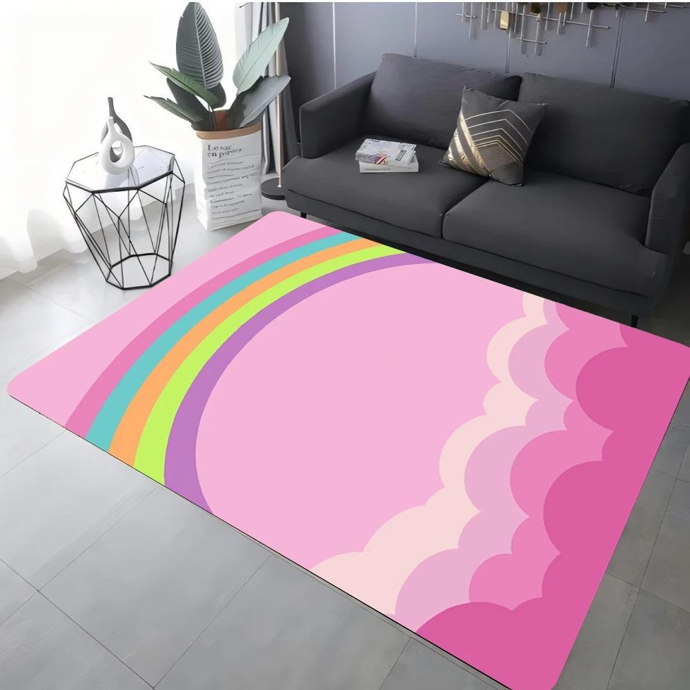 Modern Star Heart Print Rug For Living Room Sofa Bedroom Floor Non-Slip Cozy Home Decor Gift