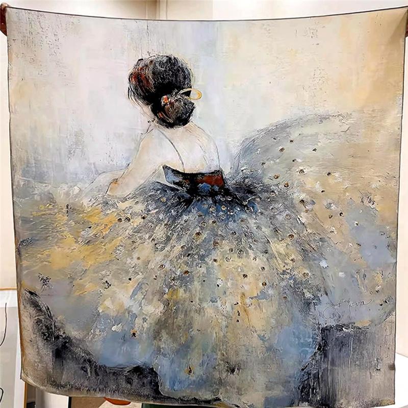 108*108cm100% Mulberry Silk Large Square Scarf Oil Painting Luxury Scarves Sunscreen Shawl Neckerchief Gift