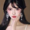 Серебряная Игла Корейские Серьги-Капли со Стразами в Стиле Корейского Двора: Элегантные Высококачественные Модные Серьги-Гвоздики