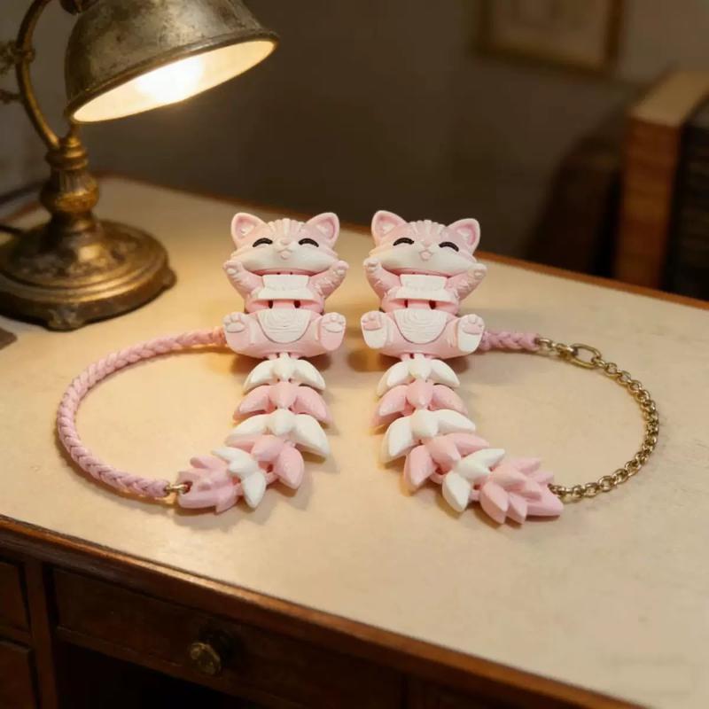 2 шт. 3D шарнирный брелок-лиса-кошка, подвижная игрушка-антистресс, подвеска-животное для украшения сумки, креативный подарок для друзей
