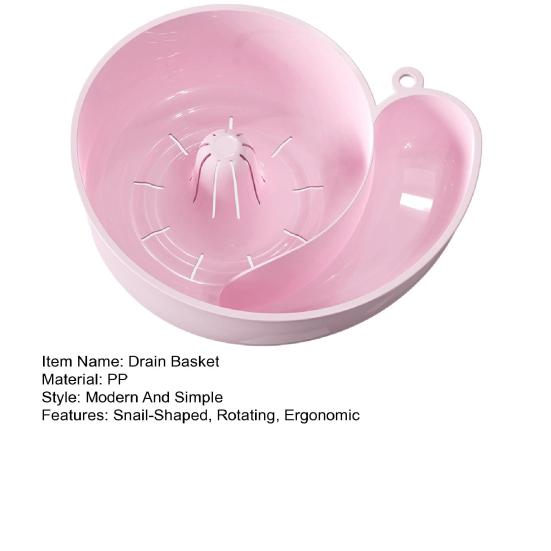 1/2Pcs Drain Basket Snail-Shaped Rotating Vegetable Filter Ergonomic Design Food-Grade Basket Kitchen Accessory