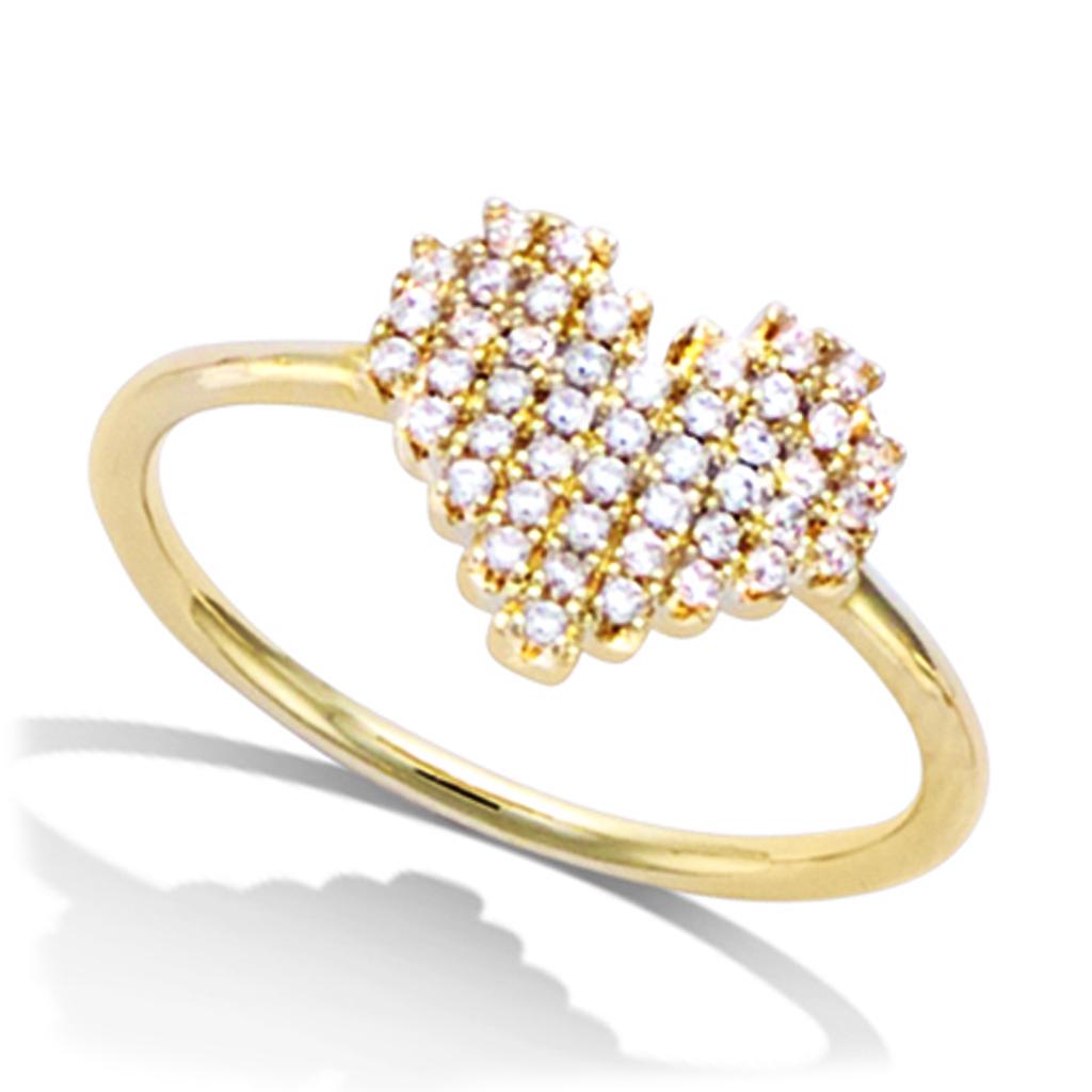 Gold Plated Ring 'Love' Golden White - 11x9 Mm