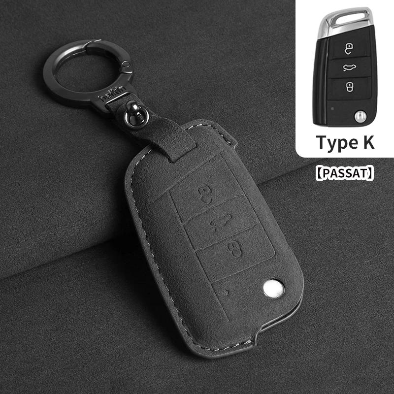 Suede Car Flip Key Case Cover for VW Volkswagen Golf 7 MK7 Tiguan MK2 T-roc Skoda Octavia Kodiaq Karoq Seat Ateca Leon Passat