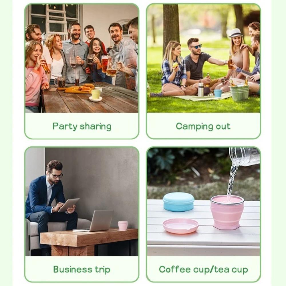 Silicone Folding Cups 180ml Portable Teacup Fashion Collapsible Travel Cups Camping