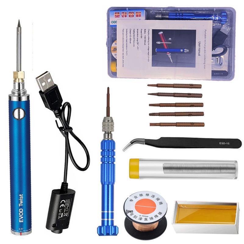 Portable USB Rechargeable Wireless Soldering Iron and Outdoor Repair Tool Set
