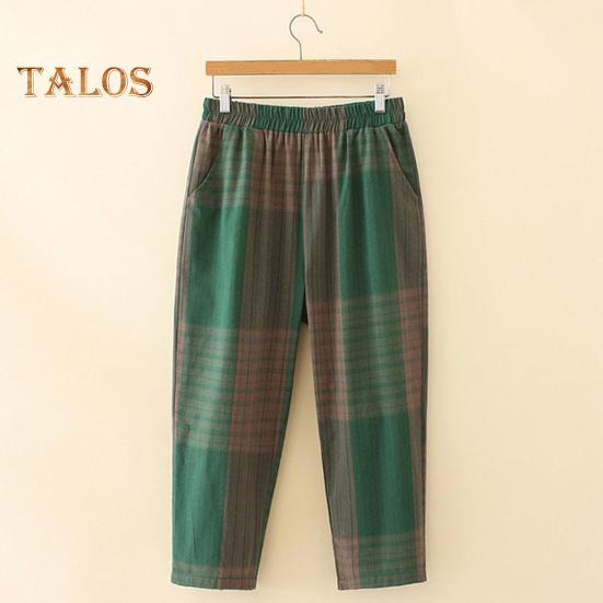 2 шт./компл. женская футболка и брюки комплект плюс размер домашней одежды наряд соответствующего цвета клетчатый принт круглый вырез с короткими рукавами топ широкие эластичные свободные брюки