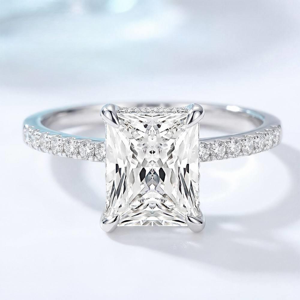 Модные Свадебные Аксессуары Прямоугольное Покрытие 18K Золотом Цирконий Кольцо Для Помолвки Пары Алмазное Кольцо
