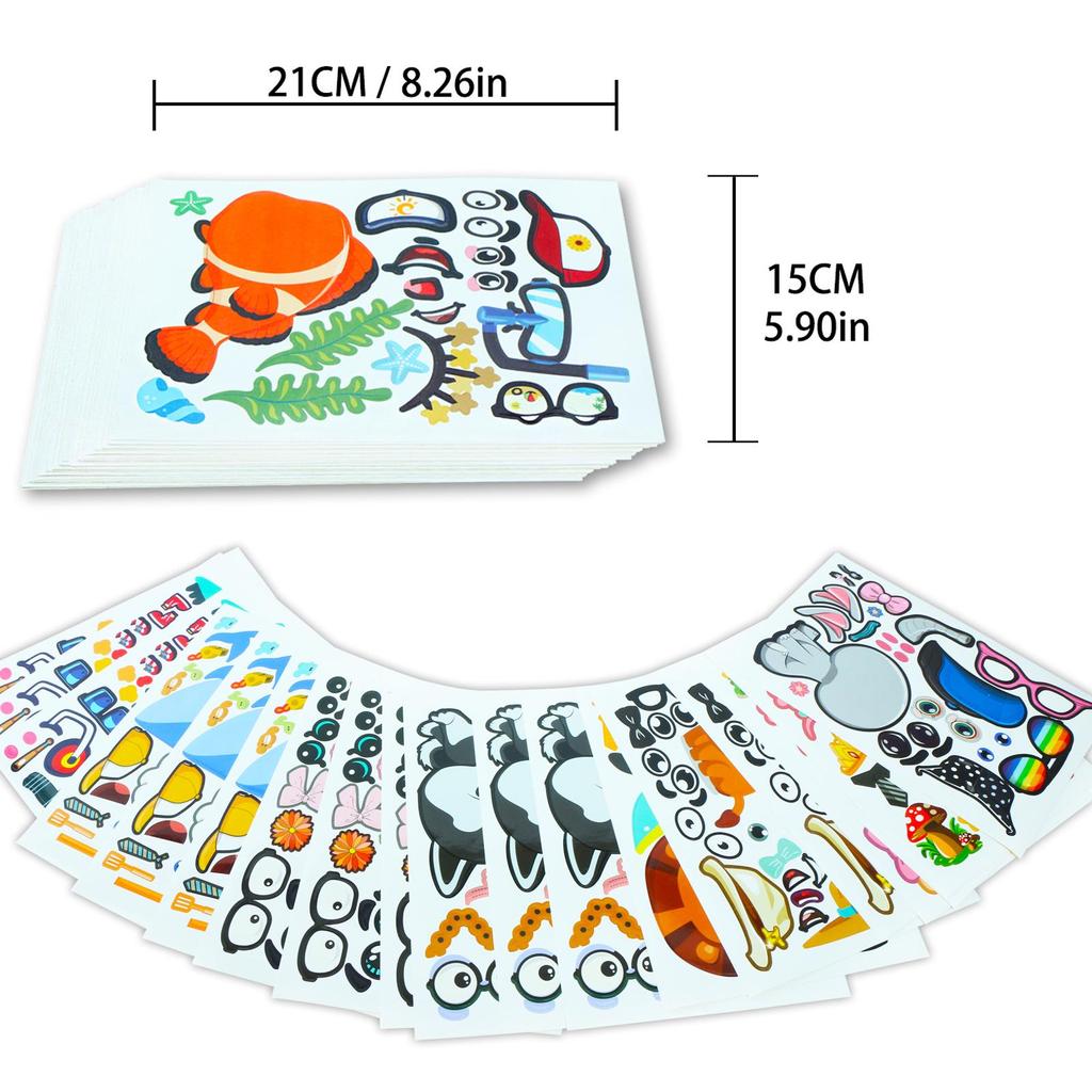 40 листов Сделайте свою собственную наклейку для ребенка, сделайте наклейку с изображением лица животного, DIY Party Festival Favor Reward Забавное художественное ремесло, Креативная игрушка-головоломка с единорогом, игровой набор