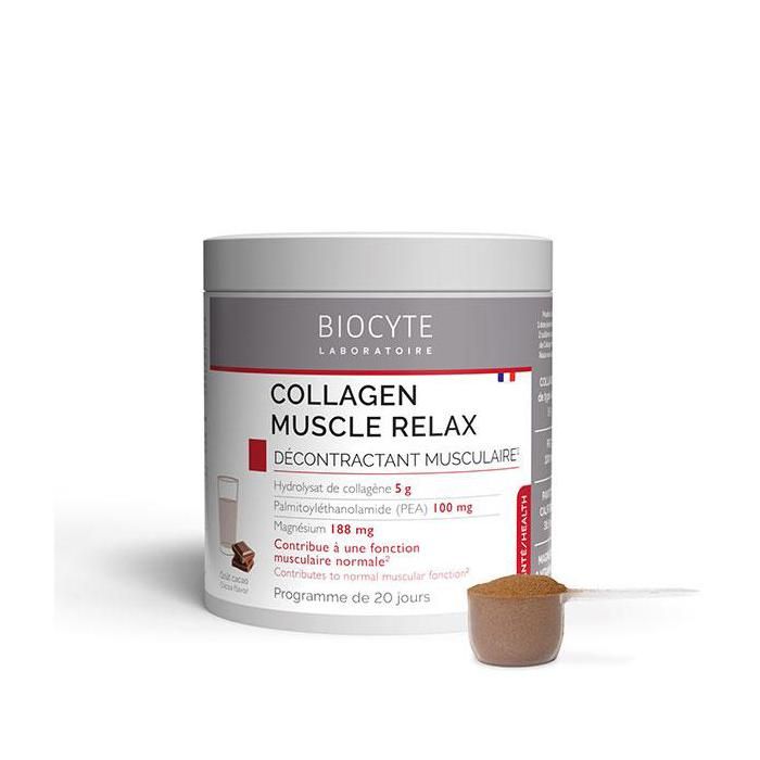 Biocyte Collagen Muscle Relax Hydrolysat de collagène Goût Cacao 220g