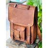 Genuine Goat Leather Vintage Laptop Messenger Bag Cross-body Handmade Men's