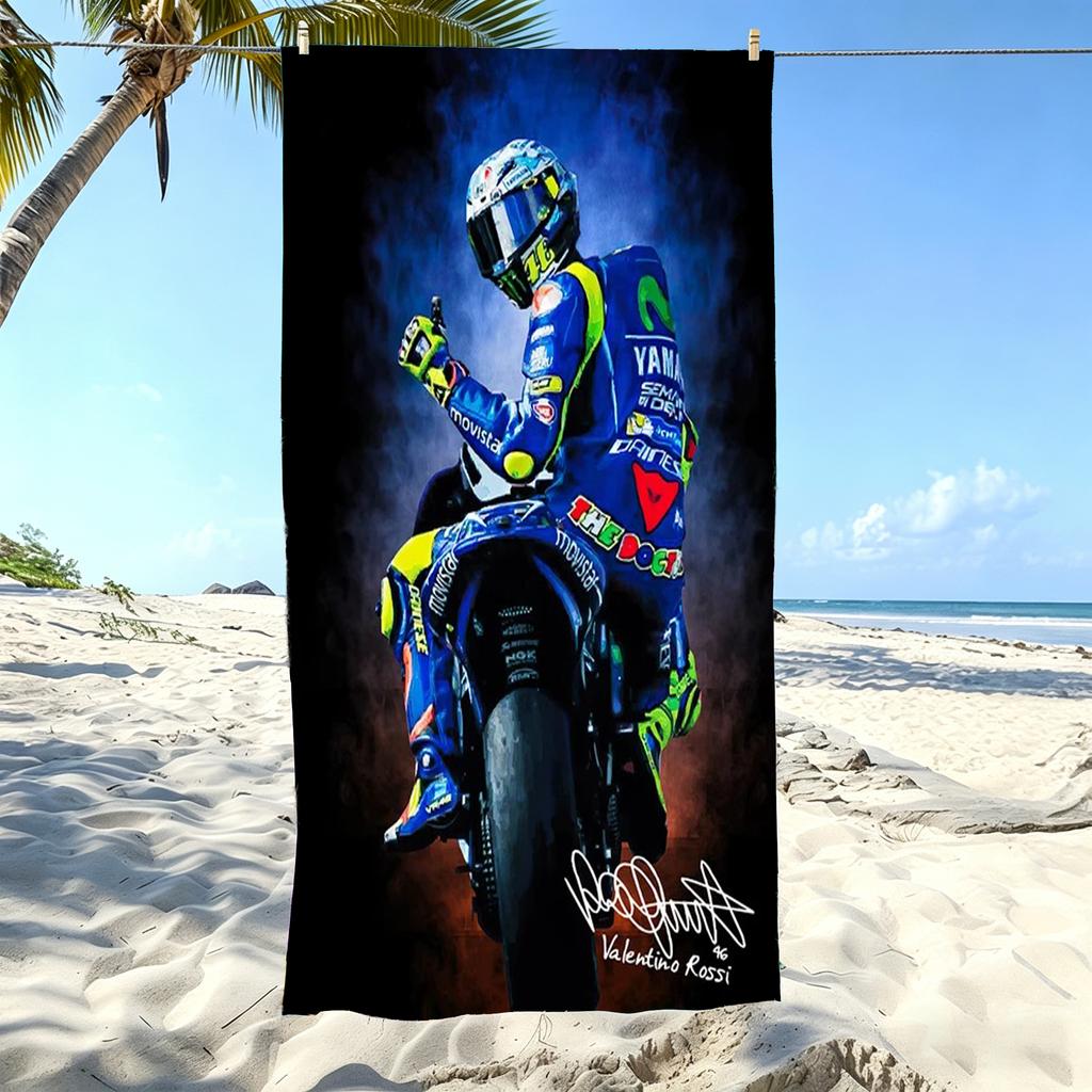 1pc V-Valentino R-Rossi VR46 MotoGP Watercolor Beach Towel Microfiber Soft Quick Dry Bath Towel for Fans Swimming Outdoor