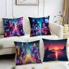 Фантастическое звездное небо волшебный пейзаж Наволочка Двусторонняя плюшевая наволочка для подушки – Для автомобиля, дивана, спальни, идеально подходит в качестве подарка.