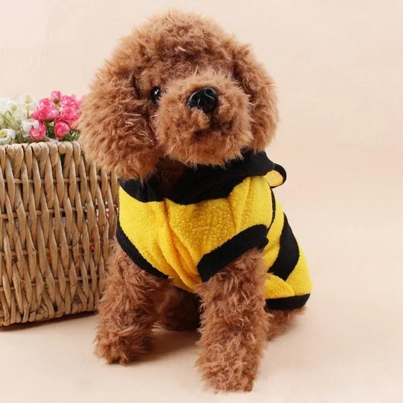 Пальто для щенков Bee Pet, одежда из флиса, толстовка с капюшоном для собак и кошек, карнавальный костюм, одежда для маленьких собак