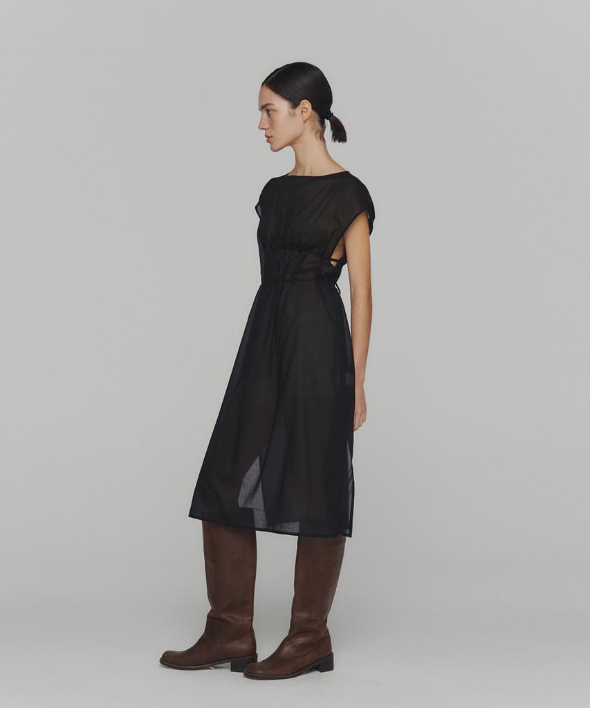 Amomento Sheer Drawstring Dress_Black