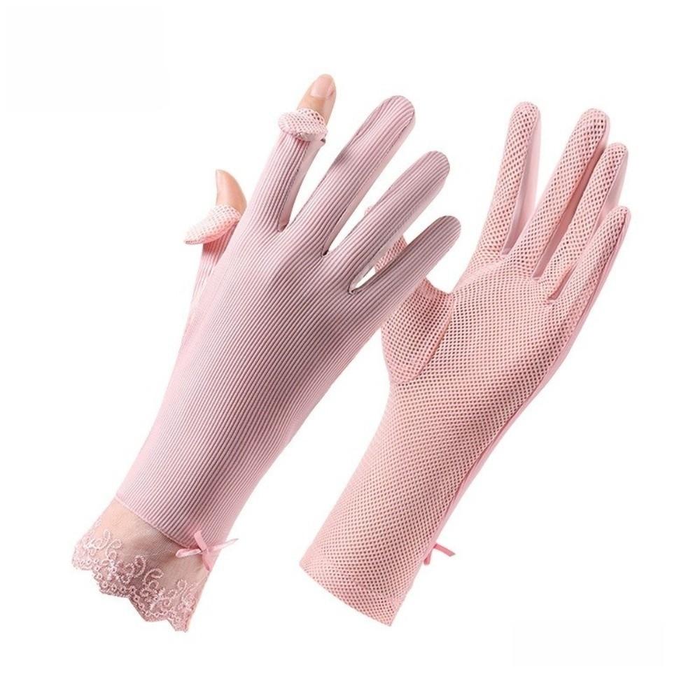 Lace Sun Protection Gloves UV Protection Ice Silk Gloves Lightweight Sunscreen Gloves for Summer