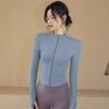 Spring warm tight stand-up neck cardigan slim yoga clothes jacket fitness clothes women's thick velvet running sports jacket