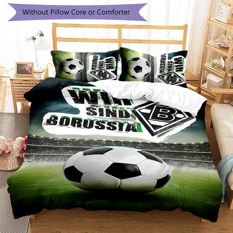 3pcs Borussia Monchengladbach logo pattern bedding set duvet cover set includes duvet cover &pillowcases,perfect all season bedroom decoration&gift
