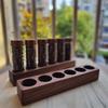 Coffee Beans Storage Container 6 Holes Glass Jars Single Dose Coffee Bean Cellar Tube with Wooden Holder Stand Coffee Tools