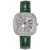 Simple Square Rhinestone Quartz Watch Casual Leather Women's Clock Wristwatch