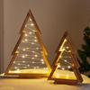 Wooden Christmas Tree with Lights Lighted Tabletop Decorations Table Centerpiece for