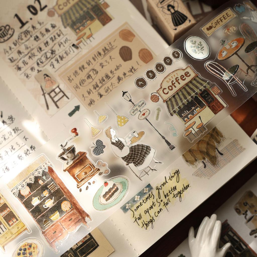 Cute Girl Tea Time Journal Scrapbook Diy Project PETwashi Pet Tape Roll Maste Die Cut