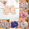 Winter Thicken Warm Soft Flip Type Gloves Half Finger Mittens Children's Mittens Plush Gloves