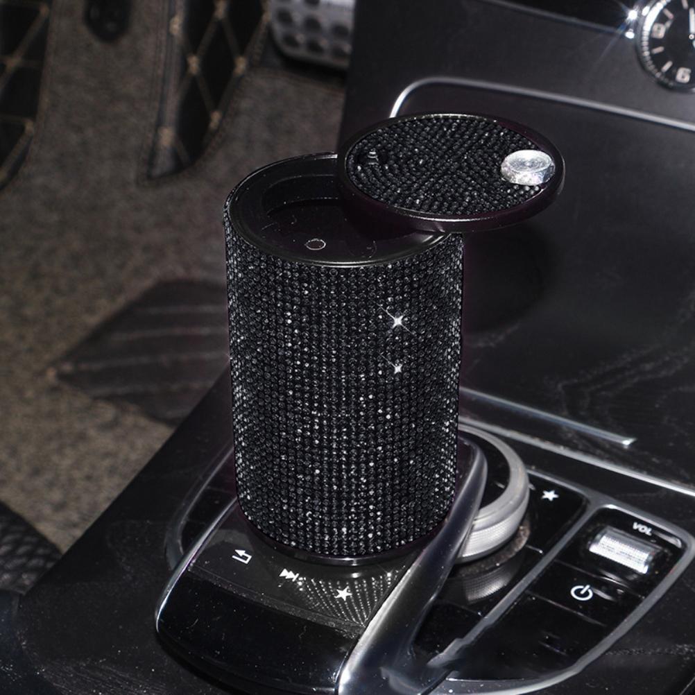 Crystal  Aluminum Smokeless Car Ashtray with Fireproof Stainless Lid for Car Women Home Office