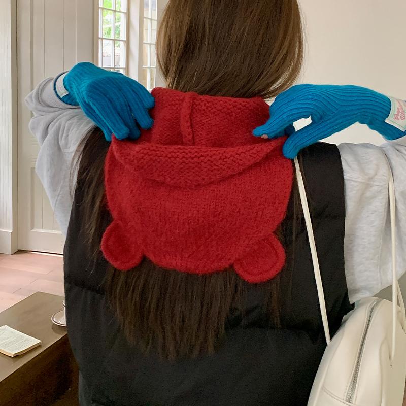 Милая трехмерная шапка с медвежьими ушками из шерсти, женская осенне-зимняя новинка, теплая вязаная шапка с ушками, тренд