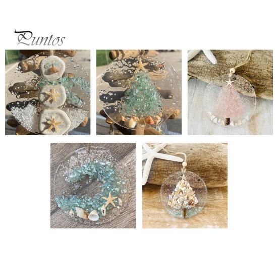 Прибрежное рождественское украшение, подвесные морские стеклянные детали, ловец света, пляжный стеклянный ловец солнца на акриловом круге для украшения оконной елки