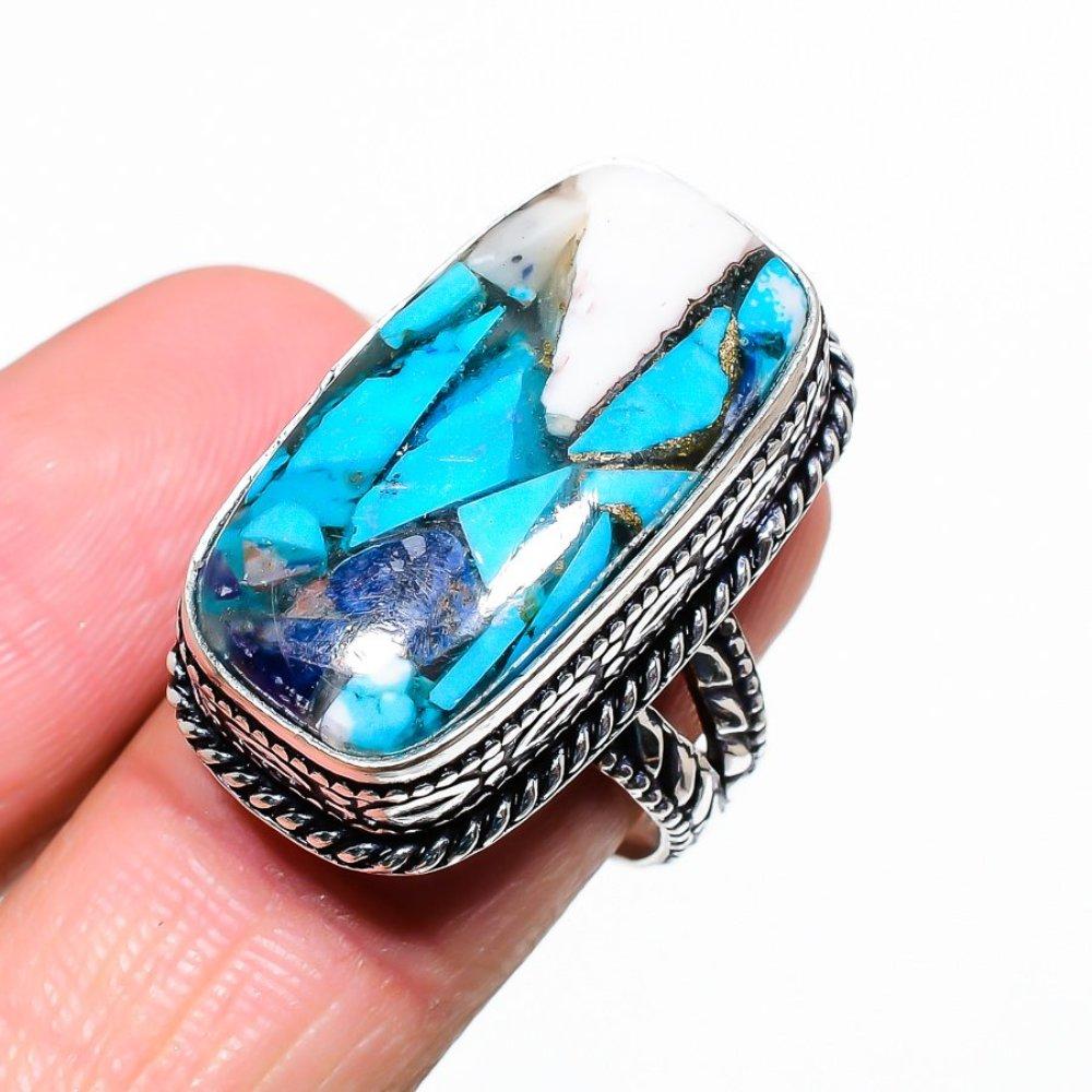 Spiny Oyster Gemstone Handmade 925 Sterling Silver Jewelry Ring Size 8 u8C49