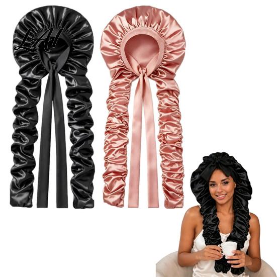 Braided Hair Cap No Heat Curling for Women Adjustable Curls Styling Accessories Satin Bonnet Double Layer Sleeping Medium Long Hair Braids,