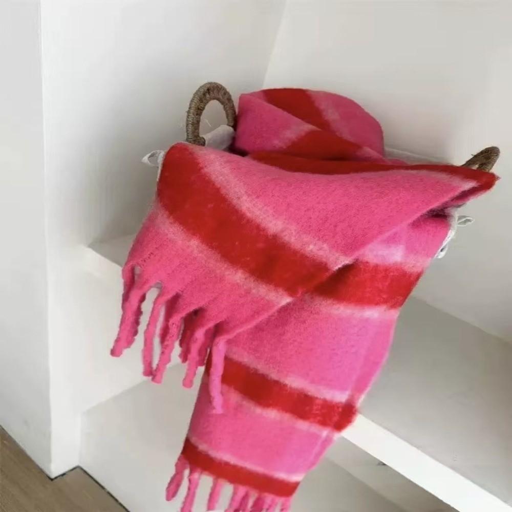 Soft Warm Fabric Faux Cashmere Scarf Thickened Fringe Scarf Warm Loop Yarn Scarf Winter