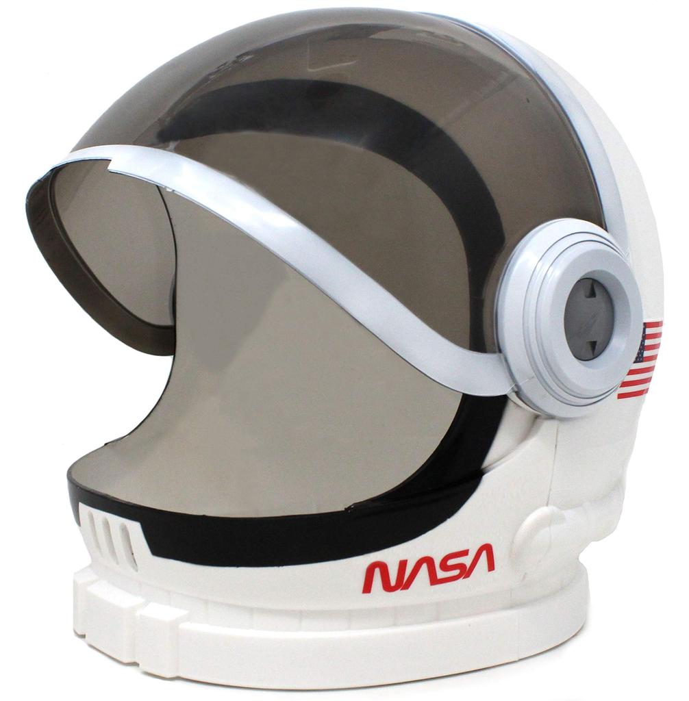 Astronaut Helmet with Movable Visor Pretend Play Toy Set for Kids Unisex School Classroom Dress Up White