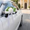 Легкая установка Свадебный Автомобильный Набор Искусственное Белое Розовое Украшение, Цветочный Букет для Ручки Двери и Зеркала Заднего Вида, Погодоустойчивые Цветы с Сатином
