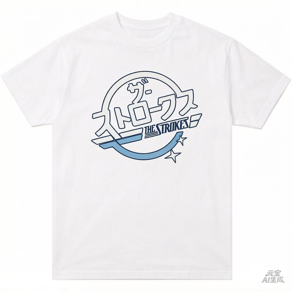The Strokes Band Logo TShirt for Unisex Women Japanese Print with Iconic Pufferfish Graphic Casual Streetwear